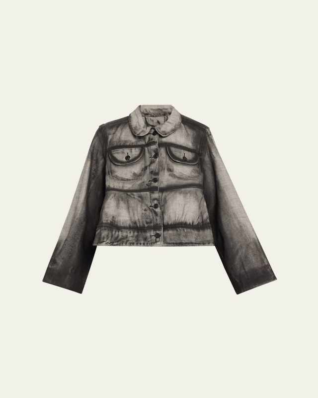 Cropped Denim Peplum Jacket